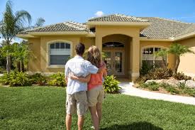 Couple looking at house